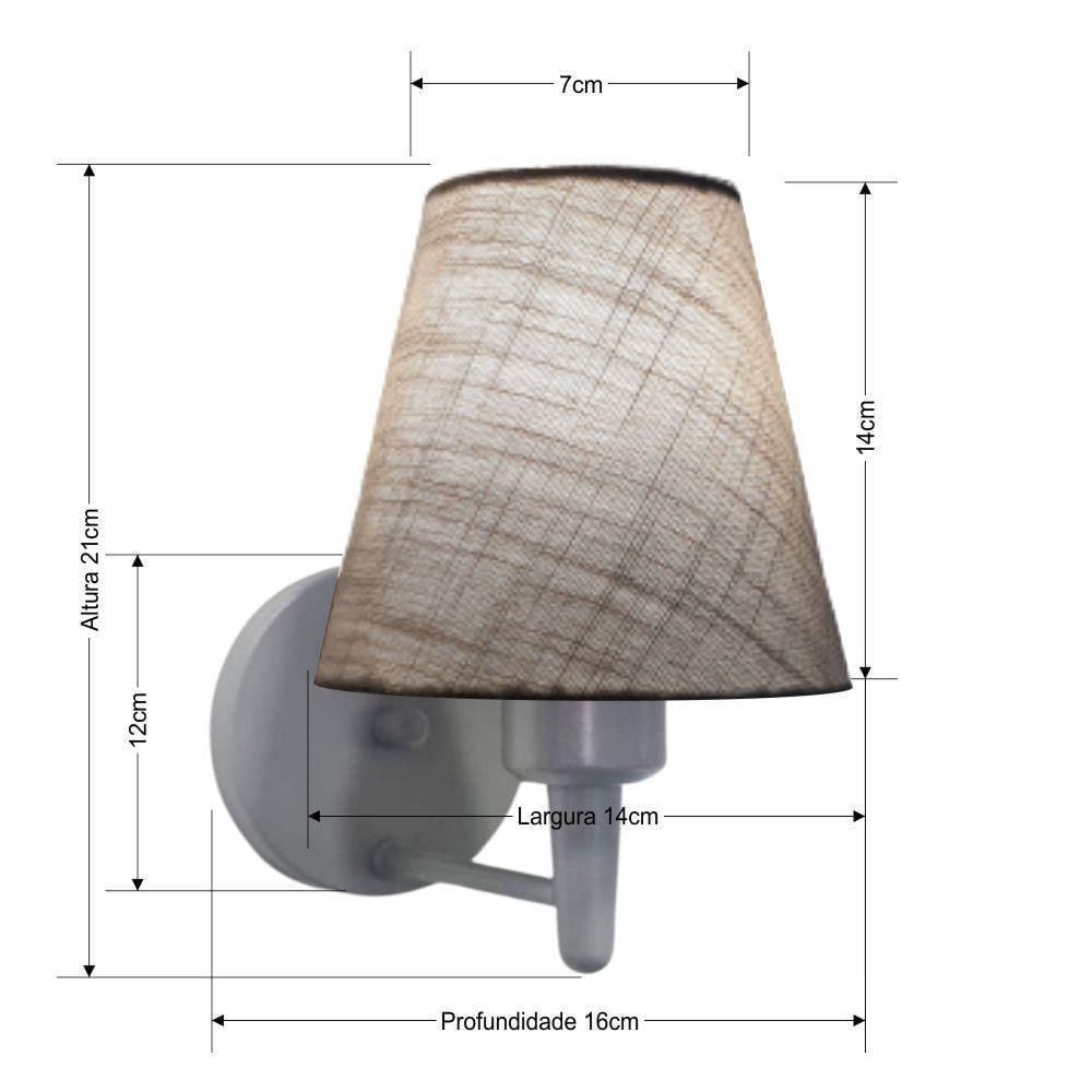 Arandela Parede Vivare Md-2004 Cinza Cúpula Em Tecido Cinza rustico Bivolt