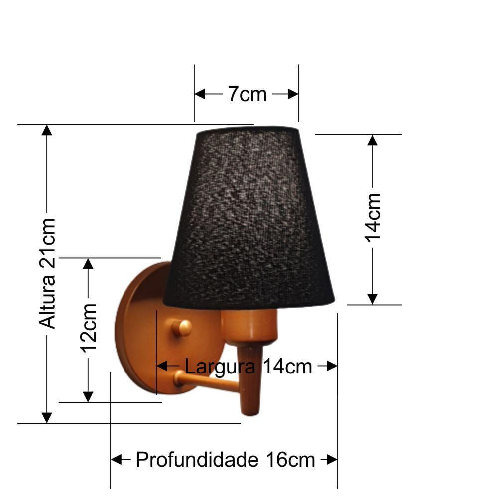 Arandela Parede Vivare Md-2004 Cobre Cúpula Em Tecido 2004 cbpr Bivolt