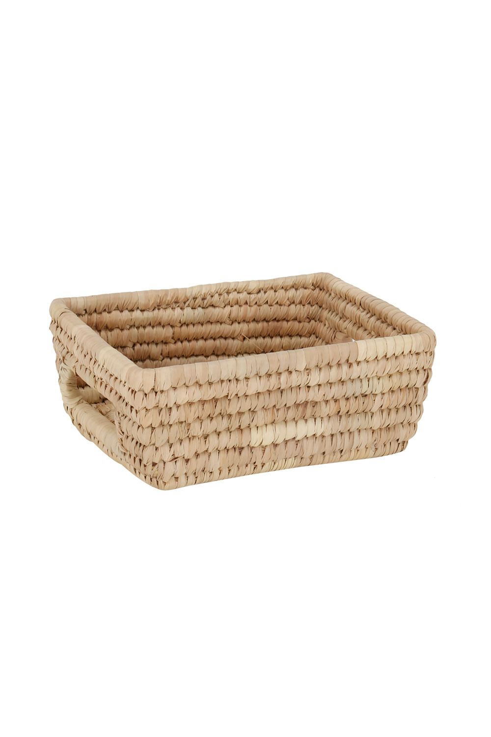 Cesta Le Dhaka de Rattan Bege com Alça Retangular 20x16x8cm