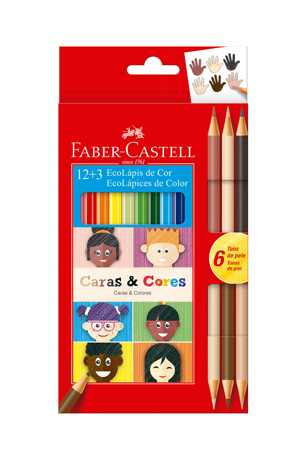 Lápis de Cor Faber-Castell Caras & Cores 12 Cores e 6 Tons de Pele - Le  biscuit