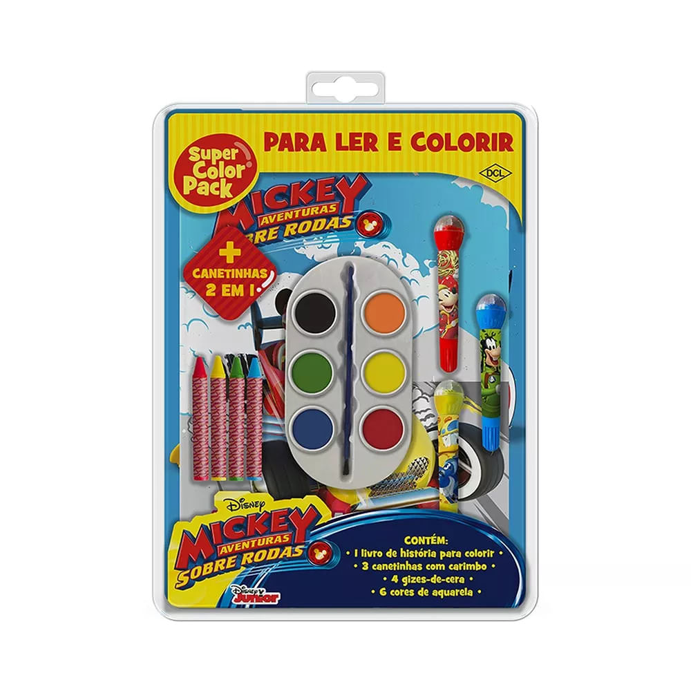 Livro Infantil Dcl Super Color Pack Mickey para Ler e Colorir