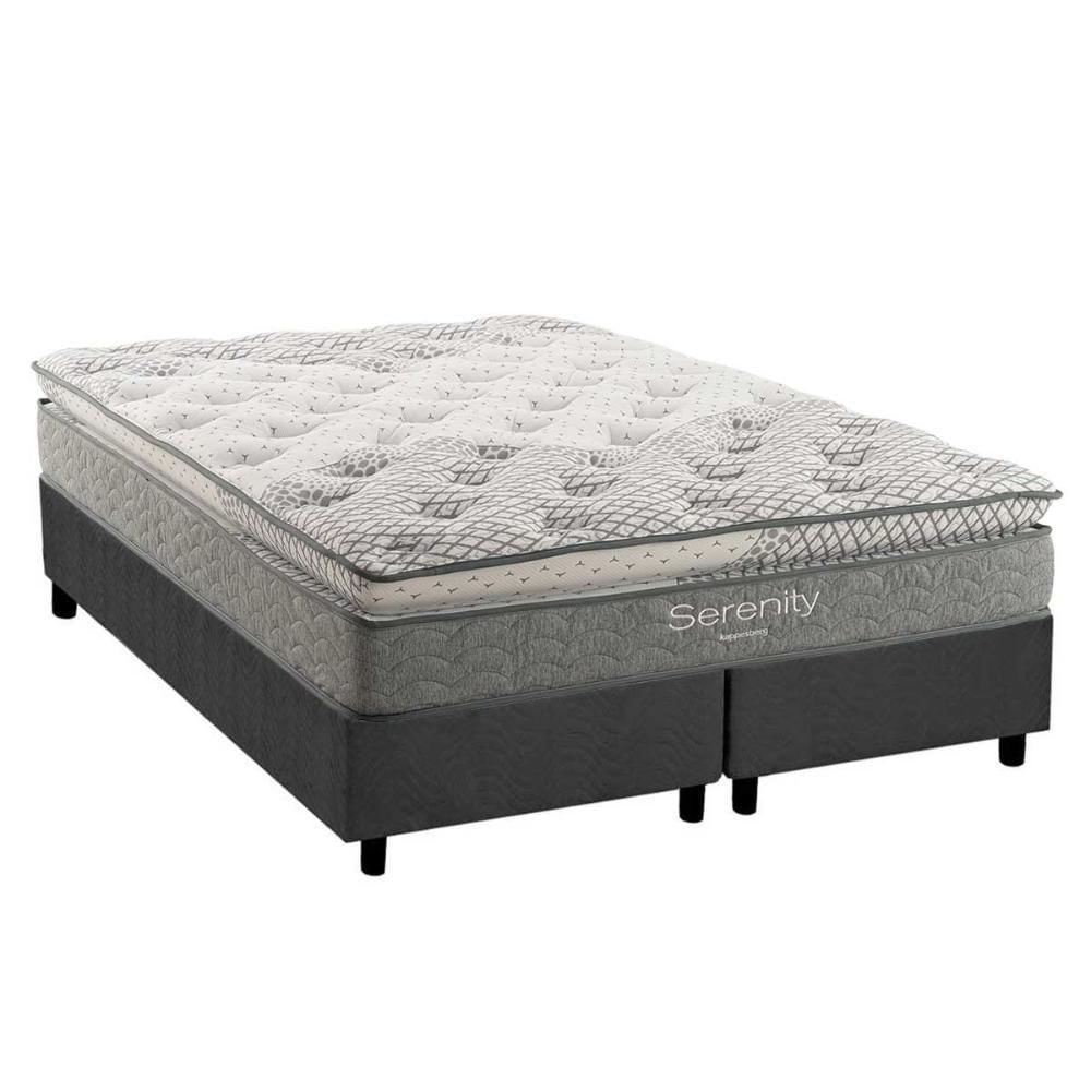 Cama Box Queen: Colchão Molas Masterpocket Ensacadas Kappesberg Serenity + Base Crc Suede Gray (158x198)