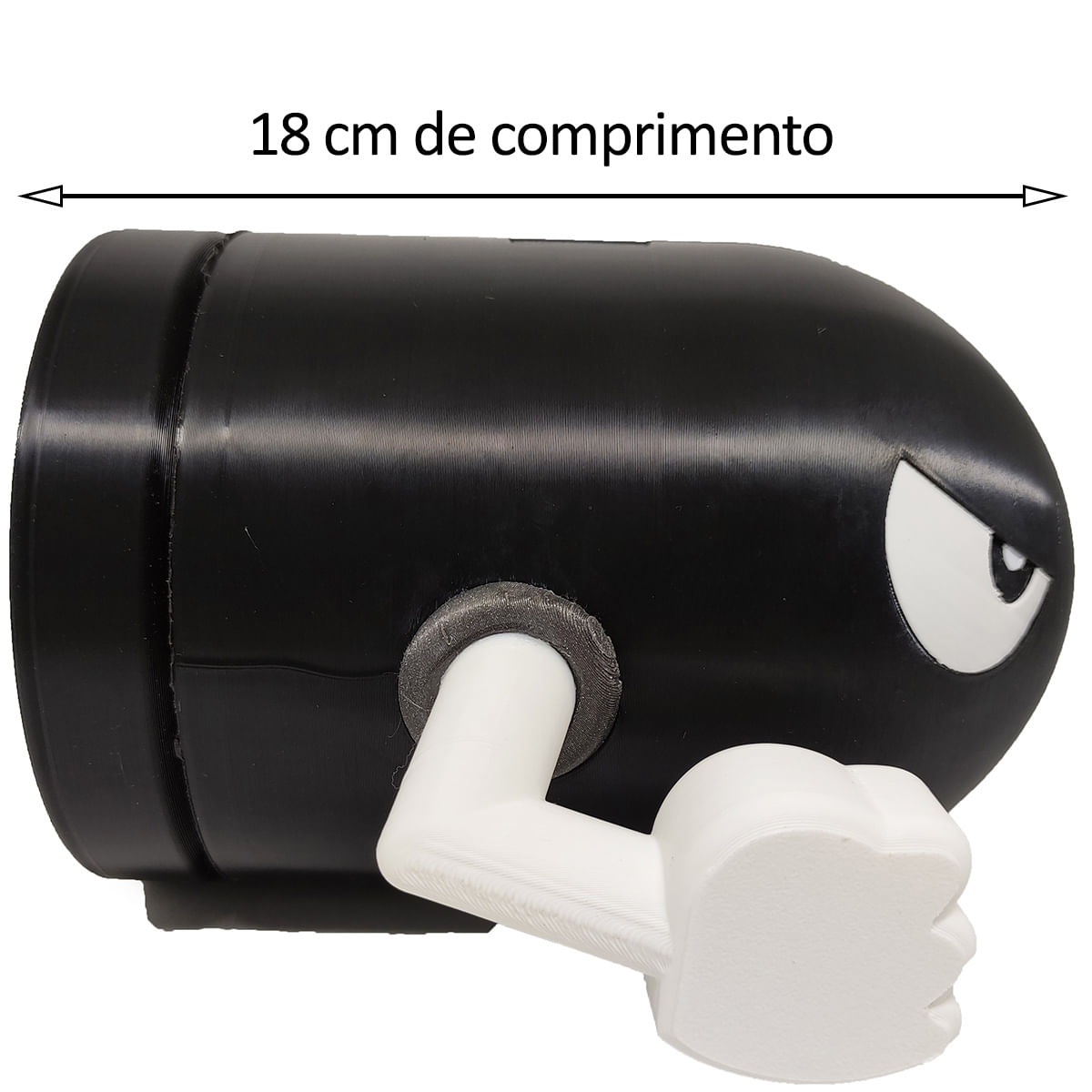 Bullet Bill Mario Bala Canhão 3D Geek Porta Objeto Decorativo Cofre 18cm Preto