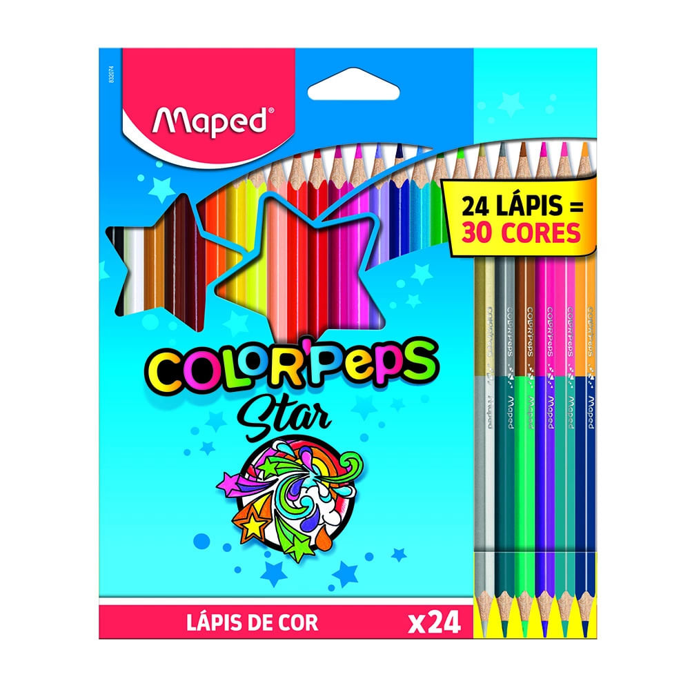 Lápis de Cor Maped Color Peps com 24 Lápis e 30 Cores