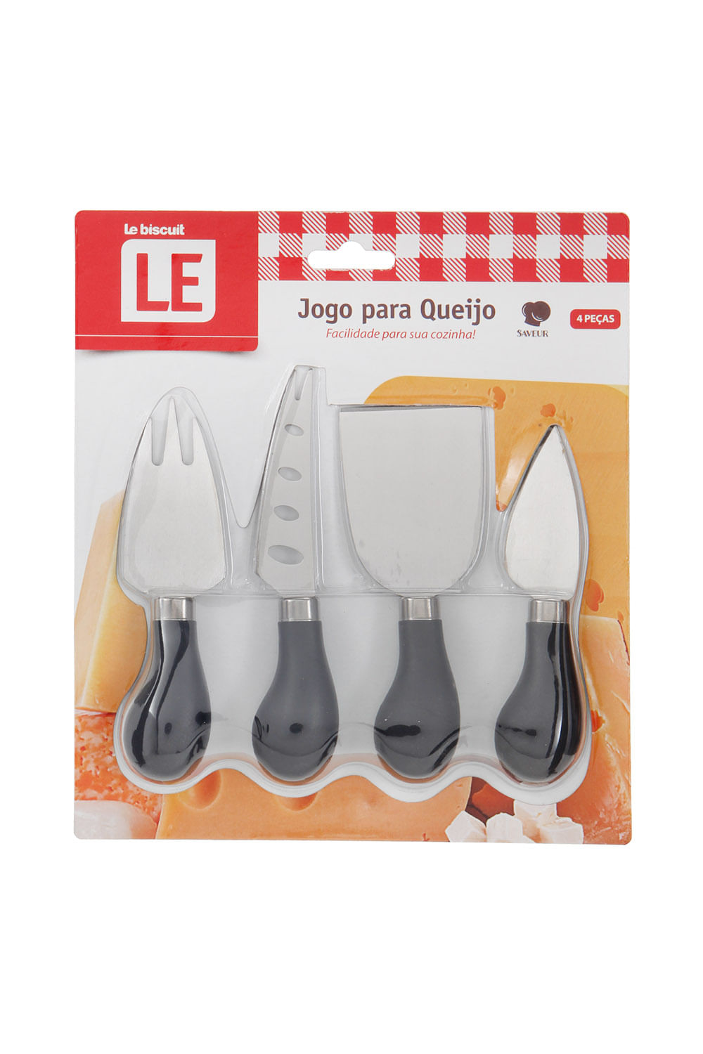 Kit para Queijos Le Saveur Inox e Plástico 4 Peças