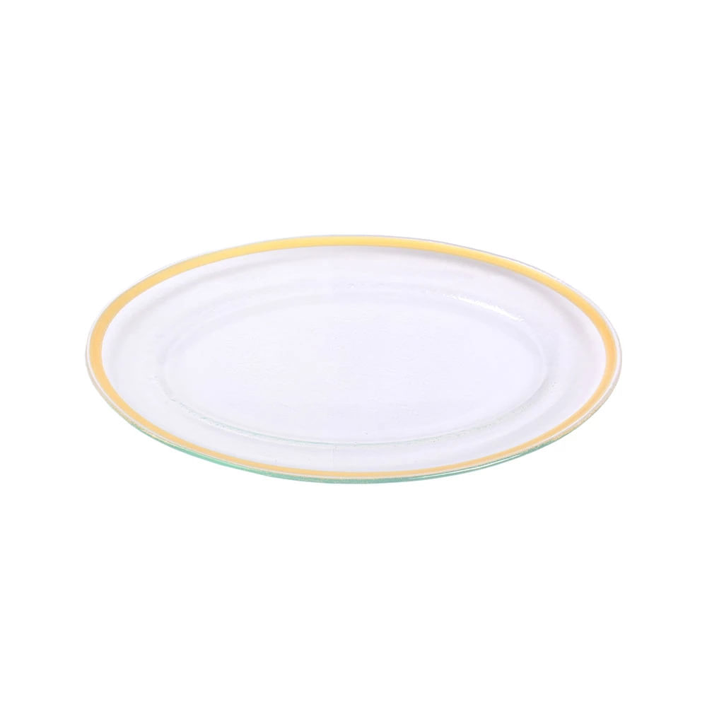 Travessa Decorglass em Vidro Golden Line Oval Média 29,5x20x2cm