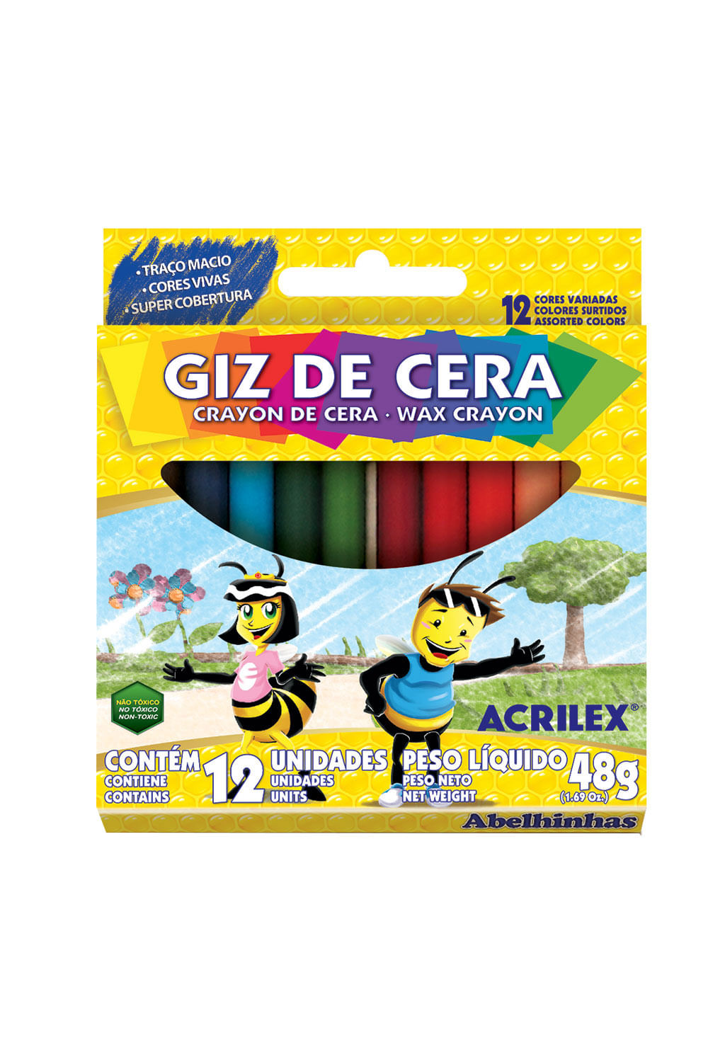 Giz Cera Acrilex Regular com 12 Cores 48g