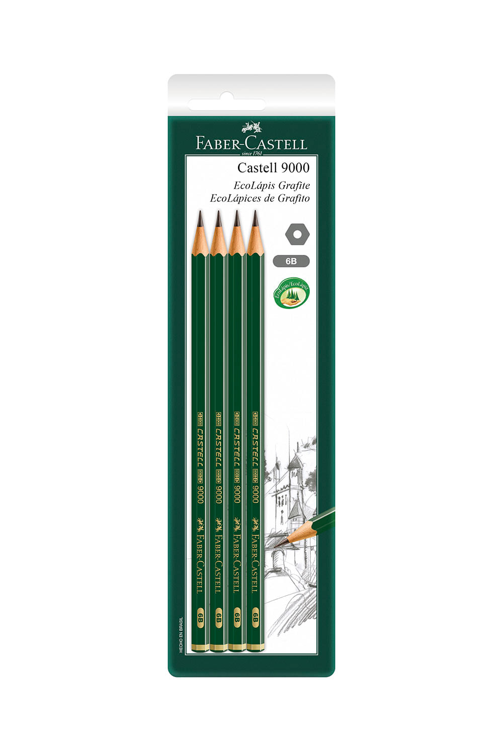 Lápis Grafite Faber-Castell Nº6B com 4 Unidades