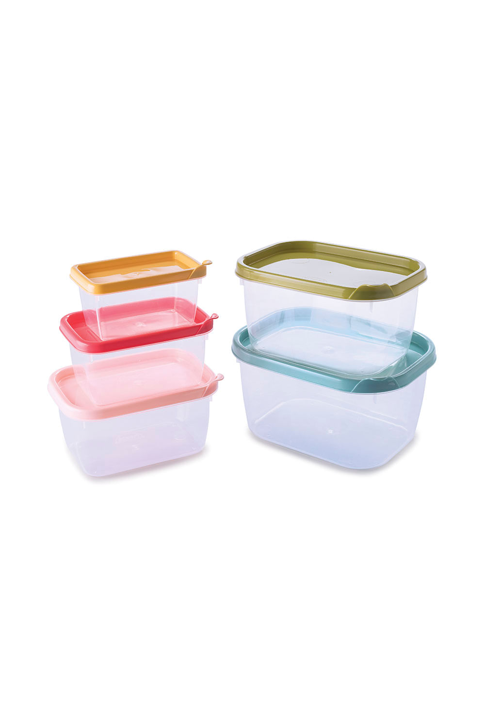 Conjunto de Potes Plasútil Conect em Plástico Retangular Colorido com 5 Peças