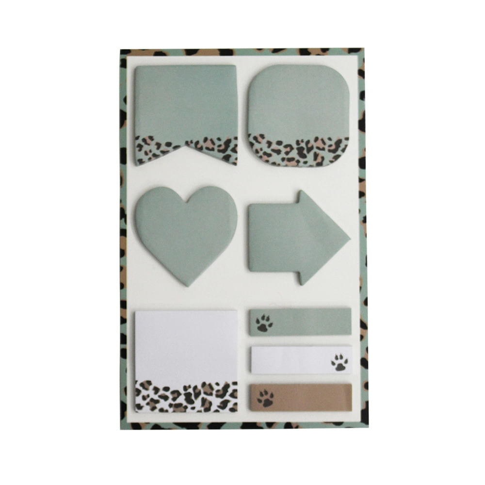 Kit Blocos Adesivos Le Anotações Decorados Animal Print com 08 Formatos 30 Folhas Cada