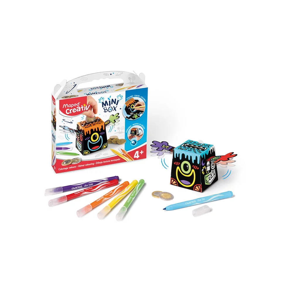 Kit Creativ Maped Mini Box Cofre para Colorir e Montar com 6 Hidrgráficas Colors