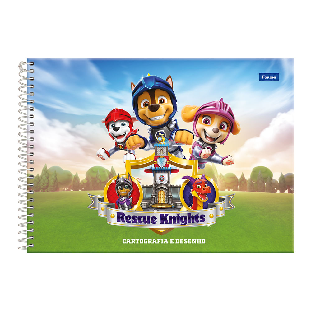 Caderno Cartografia Foroni Espiral Capa Dura Paw Patrol 80 Folhas