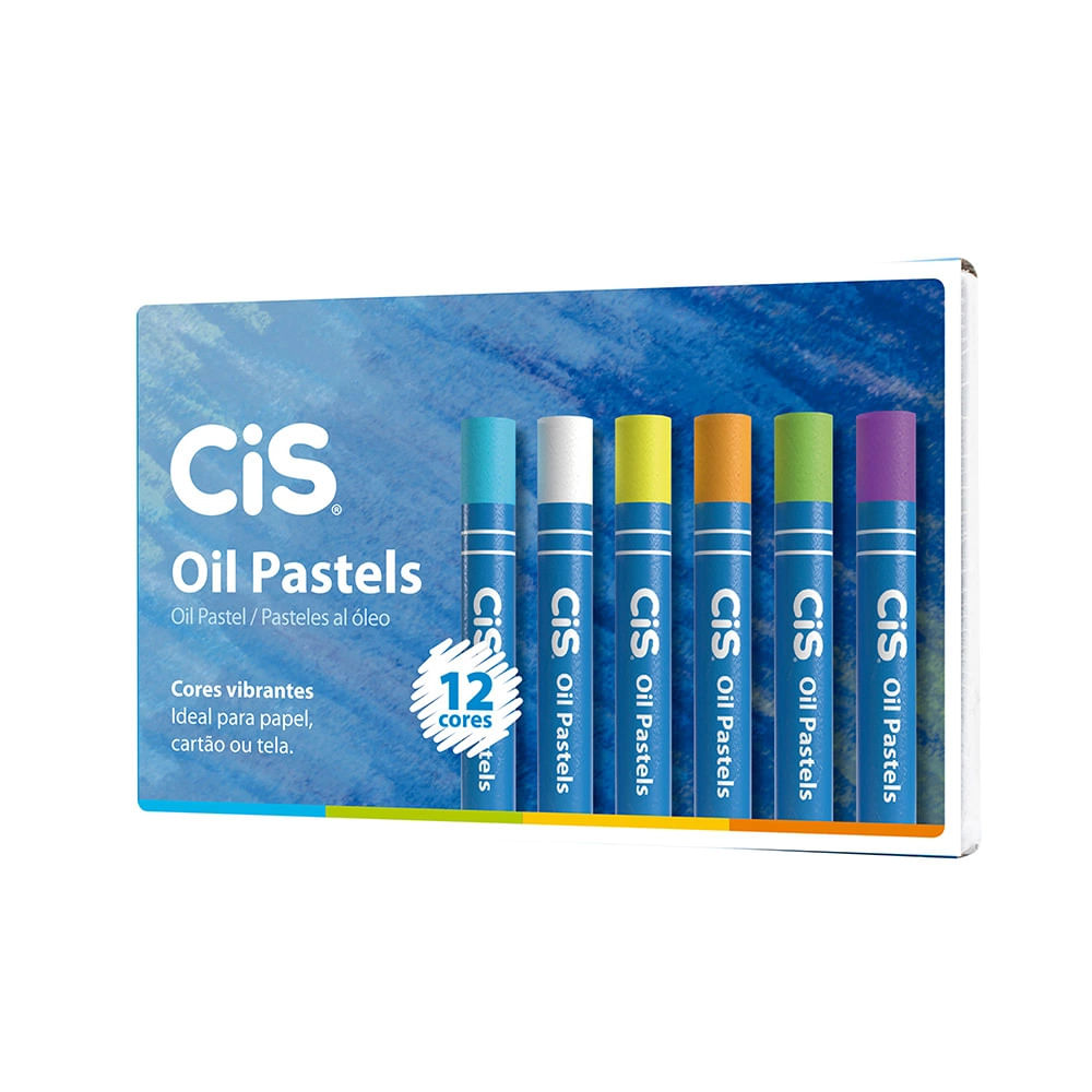 Giz de Cera Cis Oil Pastels com 12 Unidades Cores Vibrantes