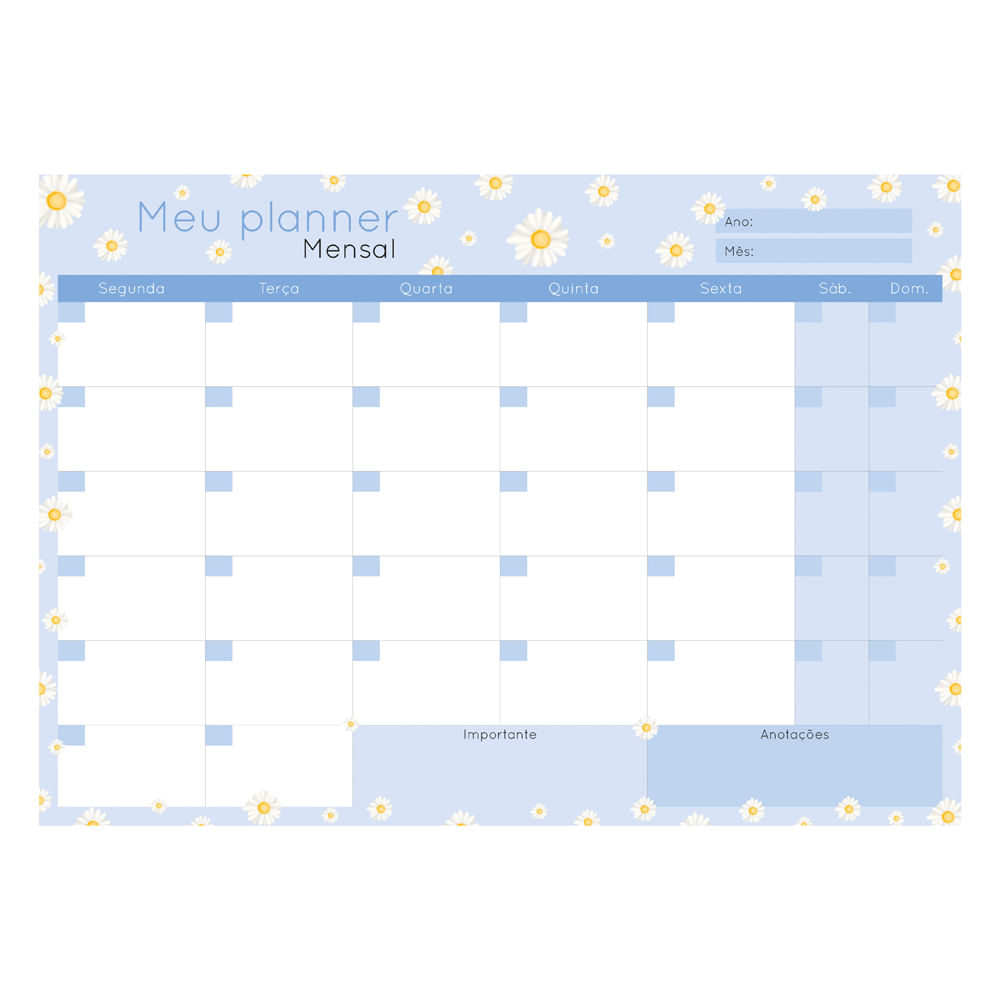 Bloco Planner Chies Mensal Style Le Botânica Flower 24 Folhas 34x24cm