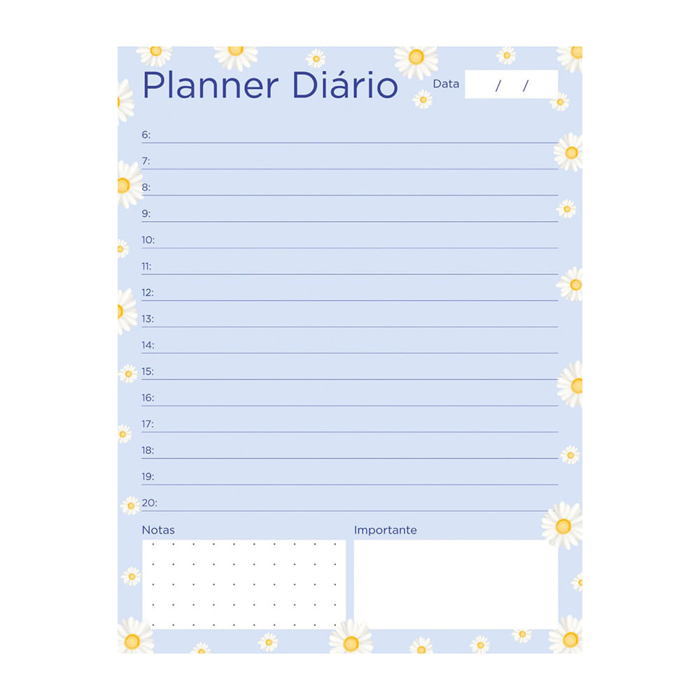 Bloco Planner Chies Diário Style Le Botânica Flower 40 Folhas 11,5x15cm