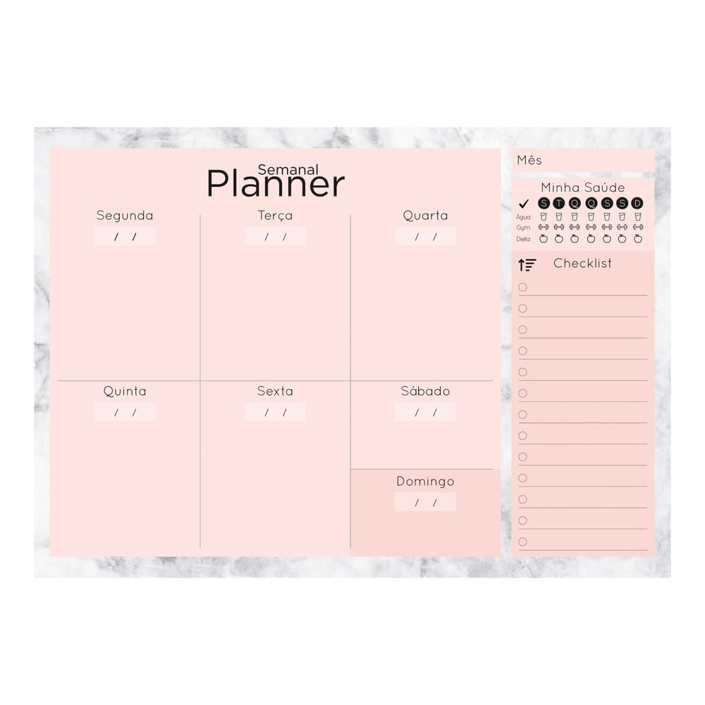 Bloco Planner Chies Semanal Style Le Mármore 50 Folhas 24x17cm