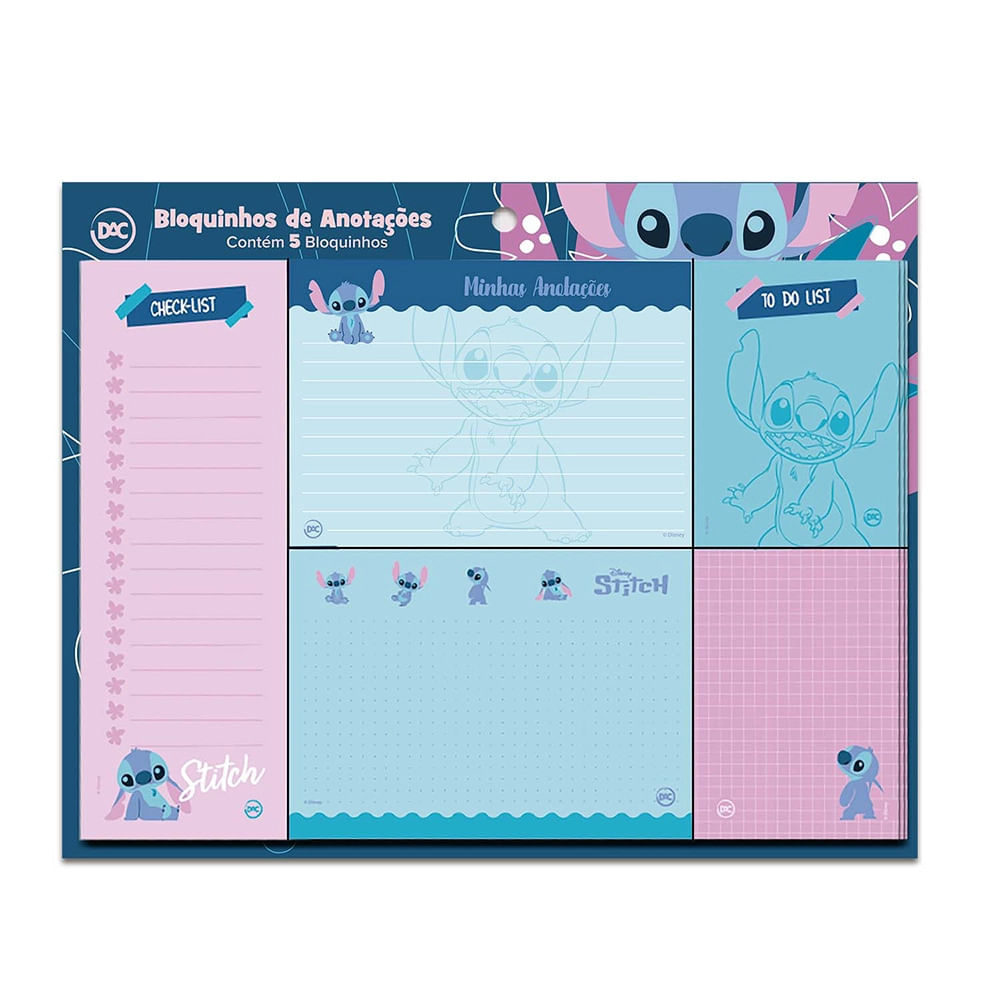 Kit com 5 Blocos Planner Dac Kit Disney Stitch