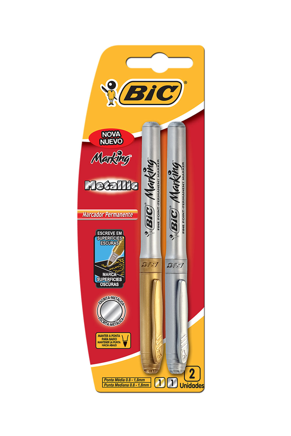 Marcador Permanente Bic Markin Metallic com 2 Unidades