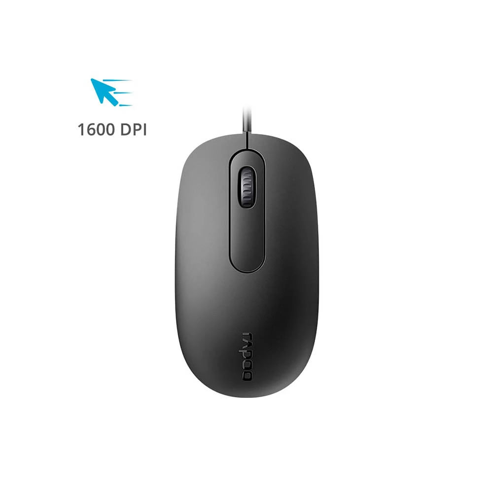 Mouse Multilaser Rapoo N200 Conexão Usb 3.0 com Fio 1.600 Dpi Preto Modelo RA016