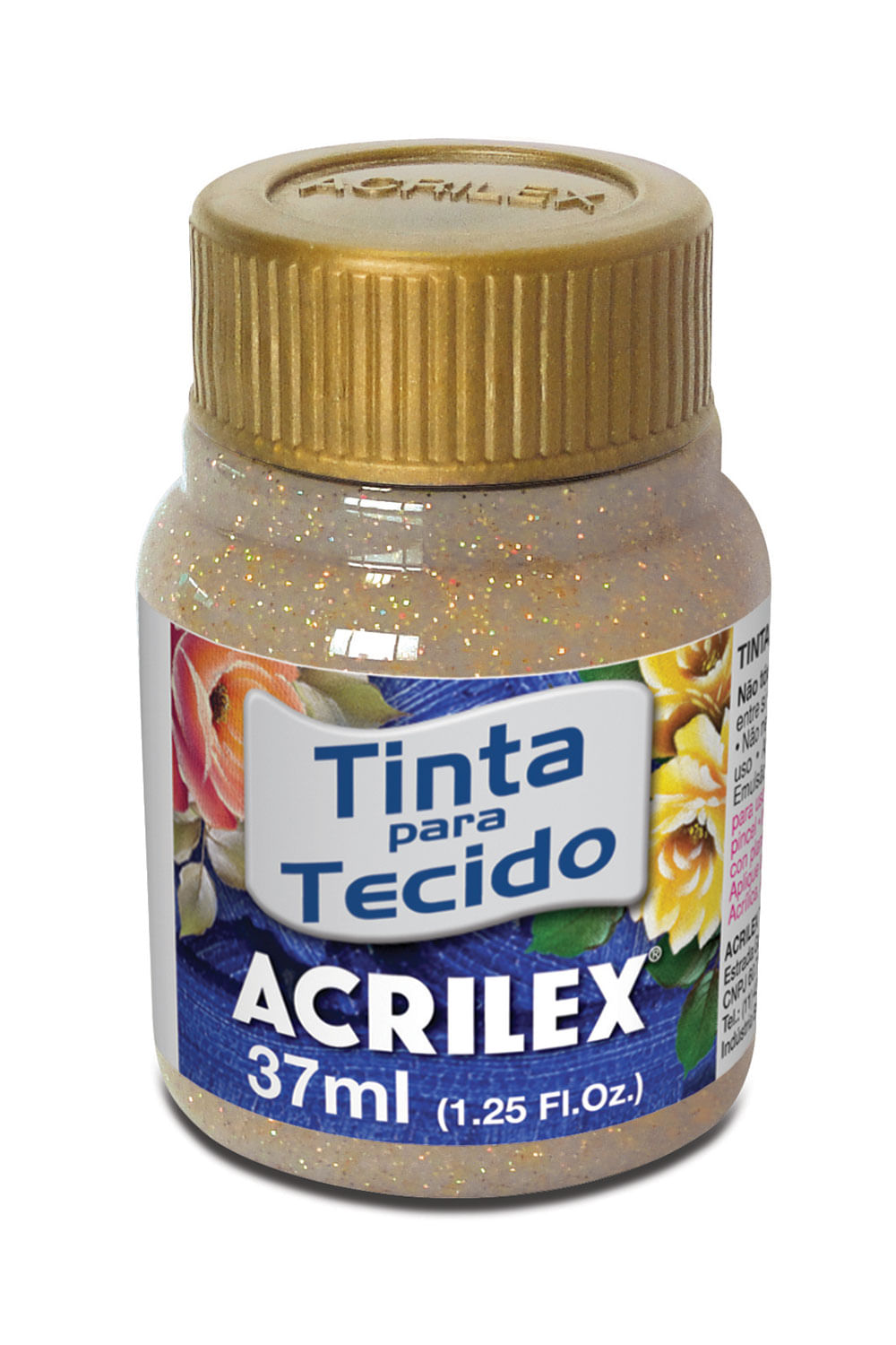 Tinta para Tecido com Glitter 37ml Ouro