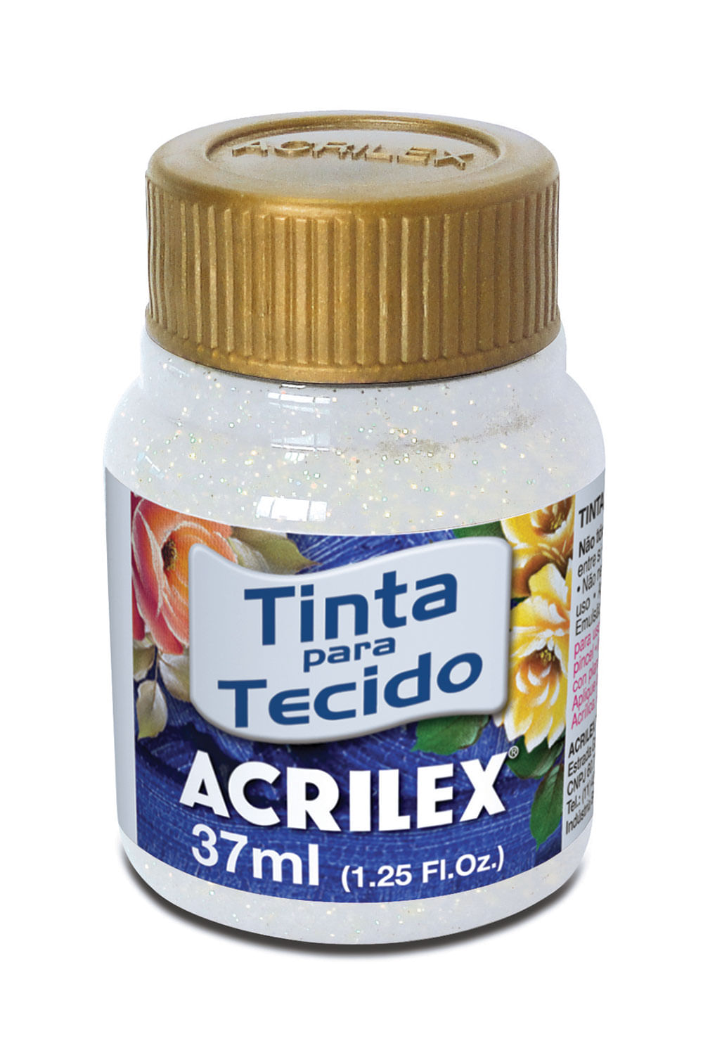 Tinta para Tecido com Glitter 37ml Cristal