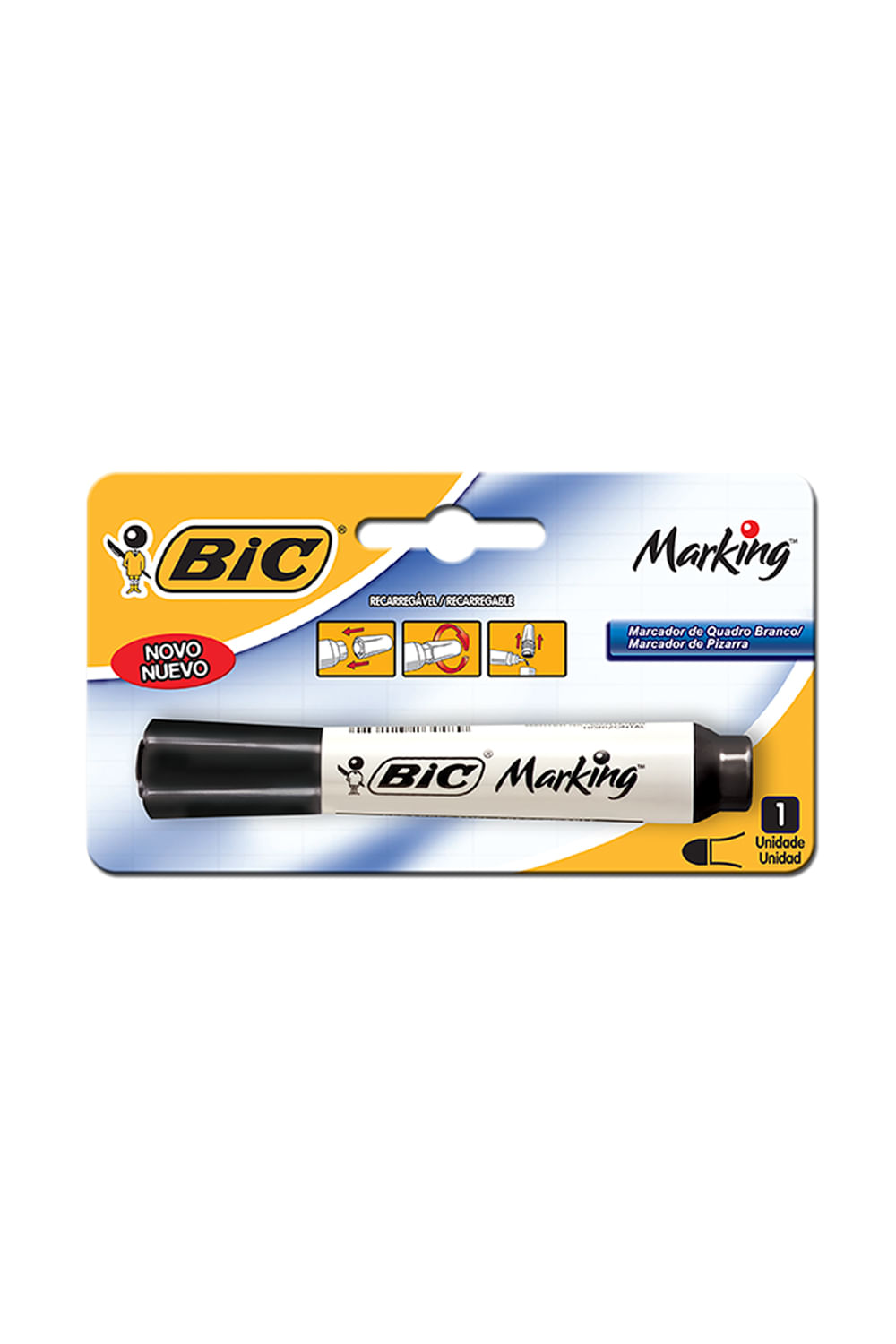 Marcador para Quadro Branco Bic Recarregável Preto Ponta Média Redonda