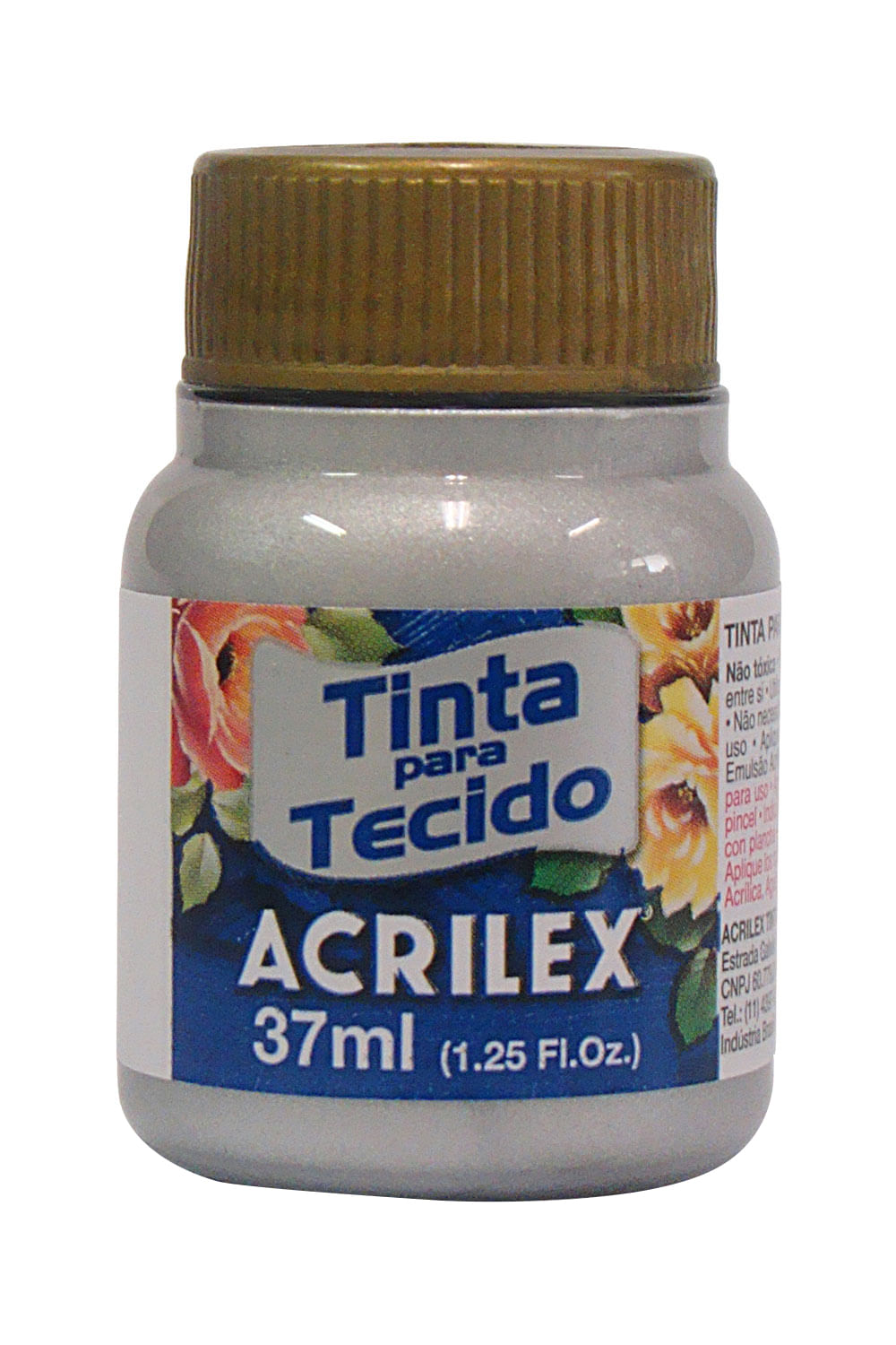 Tinta para Tecido Metálica 37ml Prata