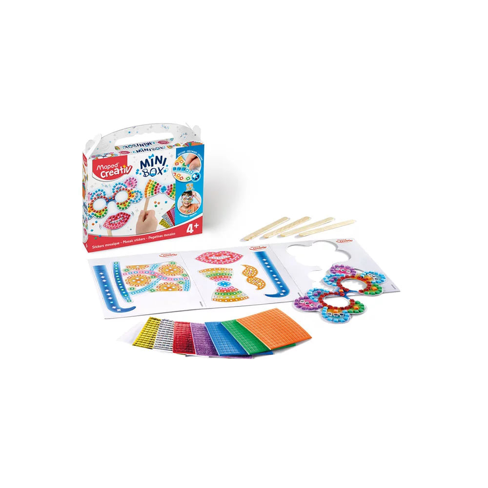 Kit Creativ Maped Mini Box Artistico com Acessórios, Quadro Paper Mosaico e Cartela de Adesivos