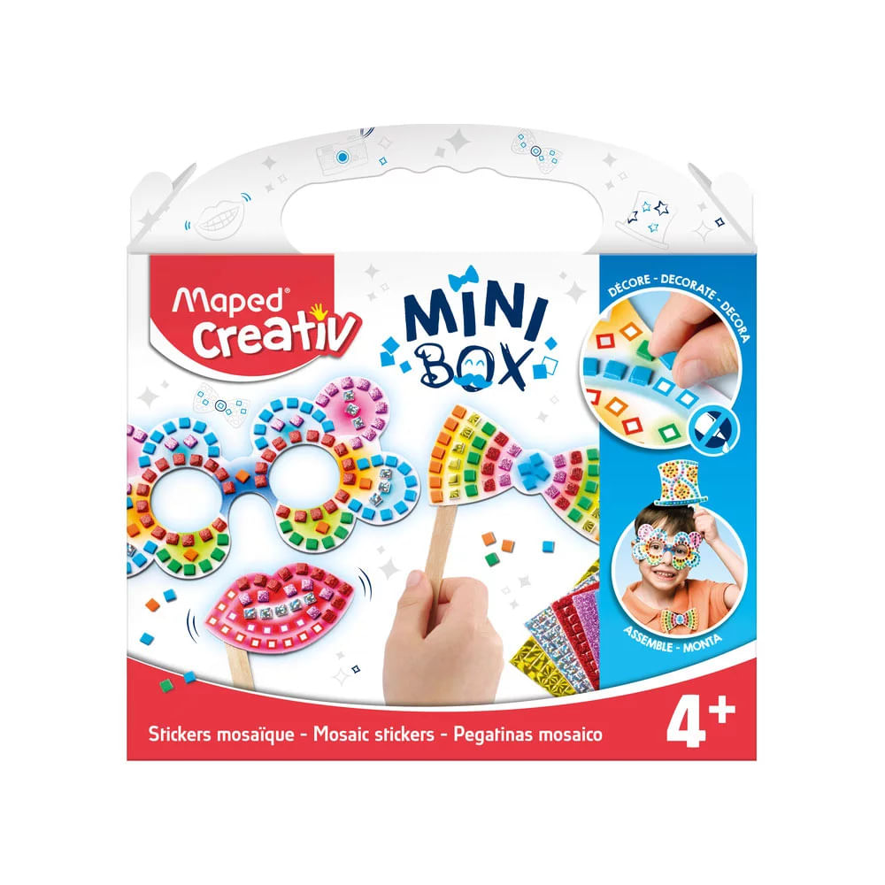 Kit Creativ Maped Mini Box Artistico com Acessórios, Quadro Paper Mosaico e Cartela de Adesivos