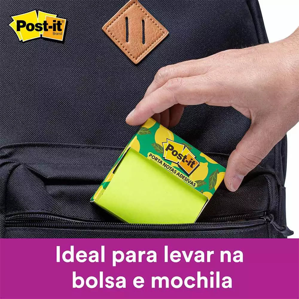 Bloco Adesivo Post It 3M com Porta Notas para Levar 76x76mm 90 Folhas