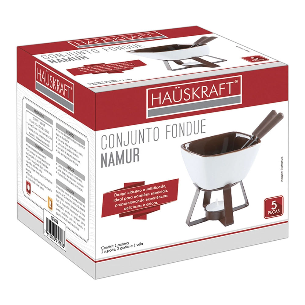 Aparelho de Fondue em Cerâmica Hauskraft Namur Marrom 5 Peças
