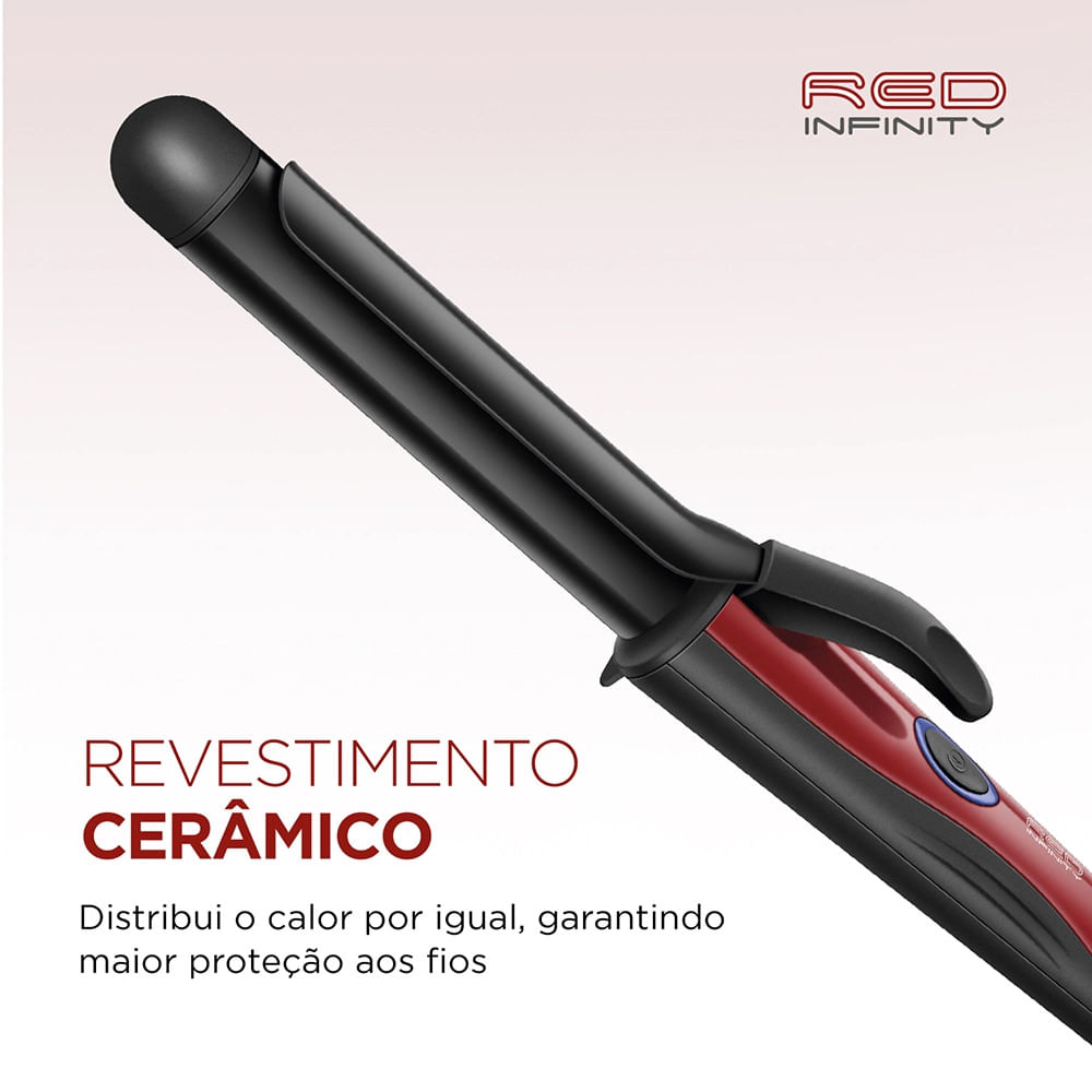 Modelador de Cachos Mondial Infinity EM-12 Preto/Vermelho - Bivolt