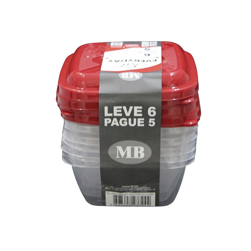 Conjunto de Potes Plásticos Mb Everyday com 6 Peças 400ml - Item Sortido