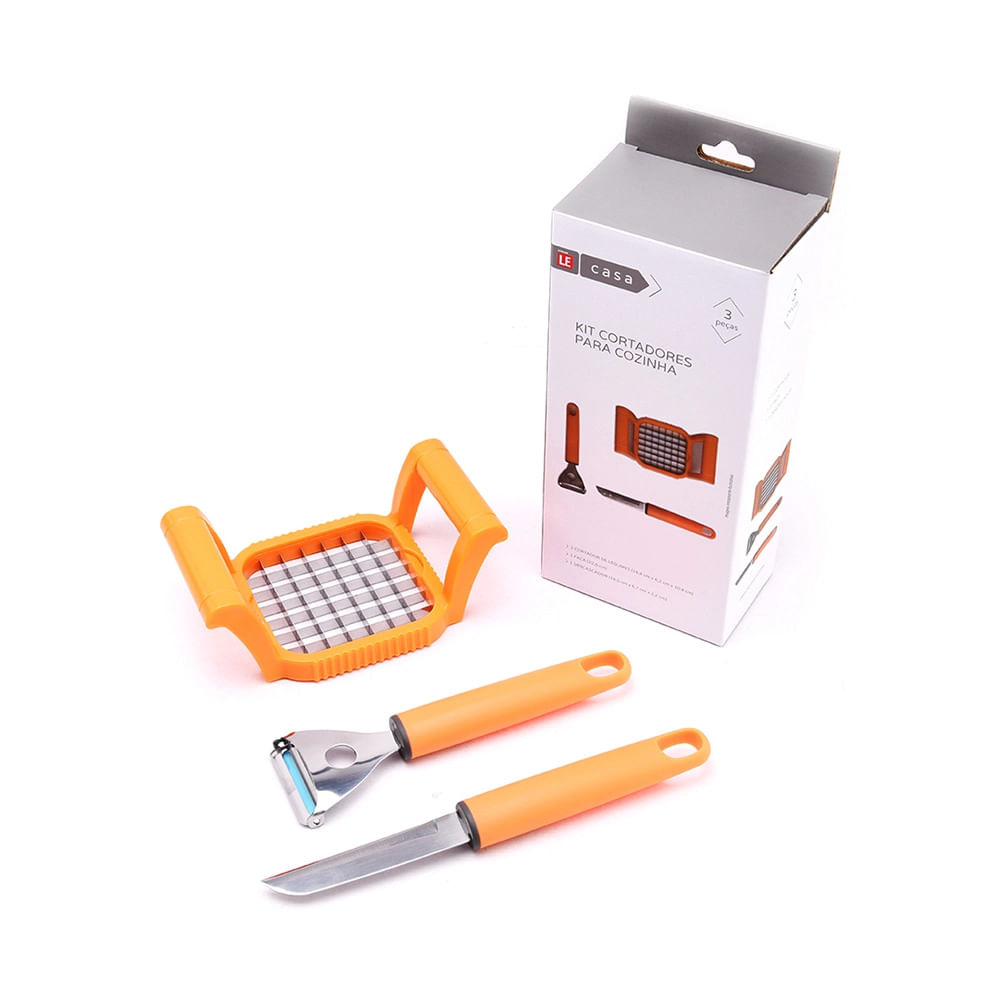 Kit Cortador para Cozinha Le com 3 Peças Aço Inoxidável Amarelo