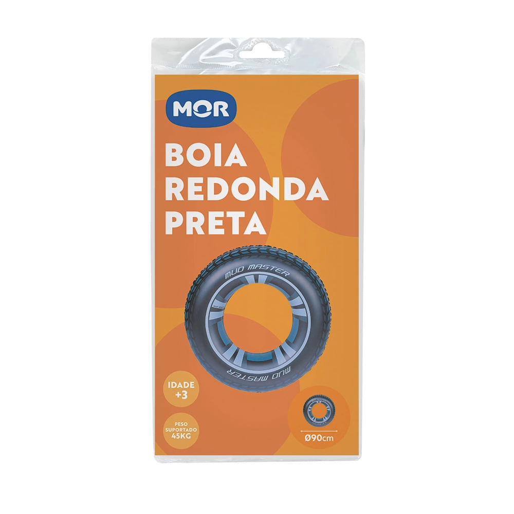 Boia Inflável Mor Redonda Pneu Preta 90cm