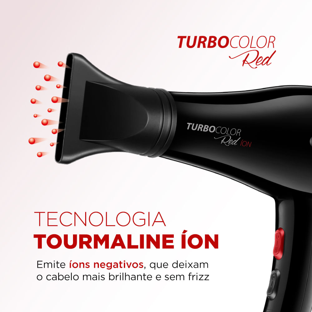 Secador de Cabelo Mondial Turbo Color Red SC-41 Preto 1900W - 220V