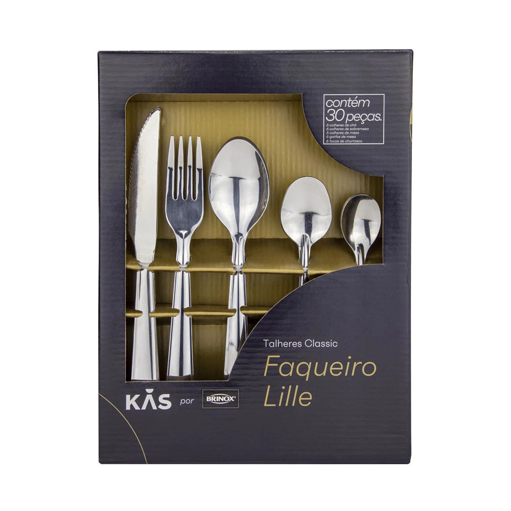 Faqueiro Lille Inox com 30 Peças - Kas por Brinox