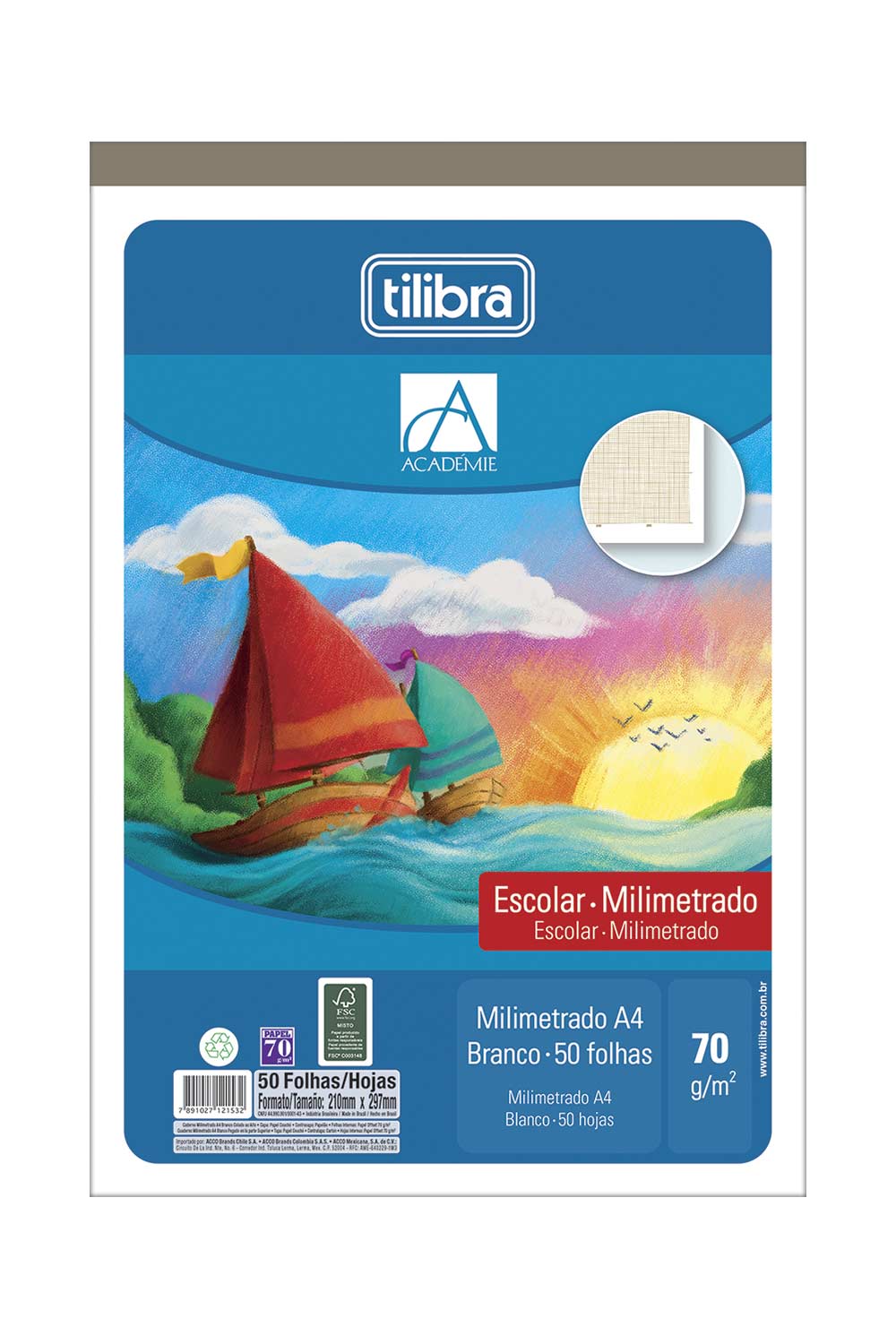 Bloco de Desenho Tilibra A4 Milimetrado Branco com 50 Folhas 210x297mm 70g