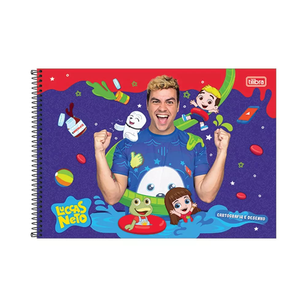 Caderno Cartografia Tilibra Espiral Capa Dura Luccas Neto 1 Unidade 80 Folhas - Item Sortido