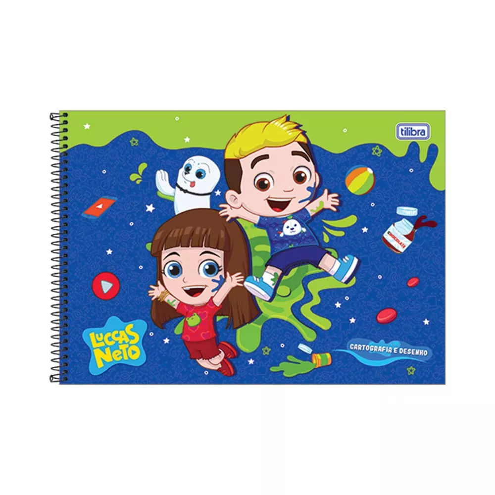 Caderno Cartografia Tilibra Espiral Capa Dura Luccas Neto 1 Unidade 80 Folhas - Item Sortido