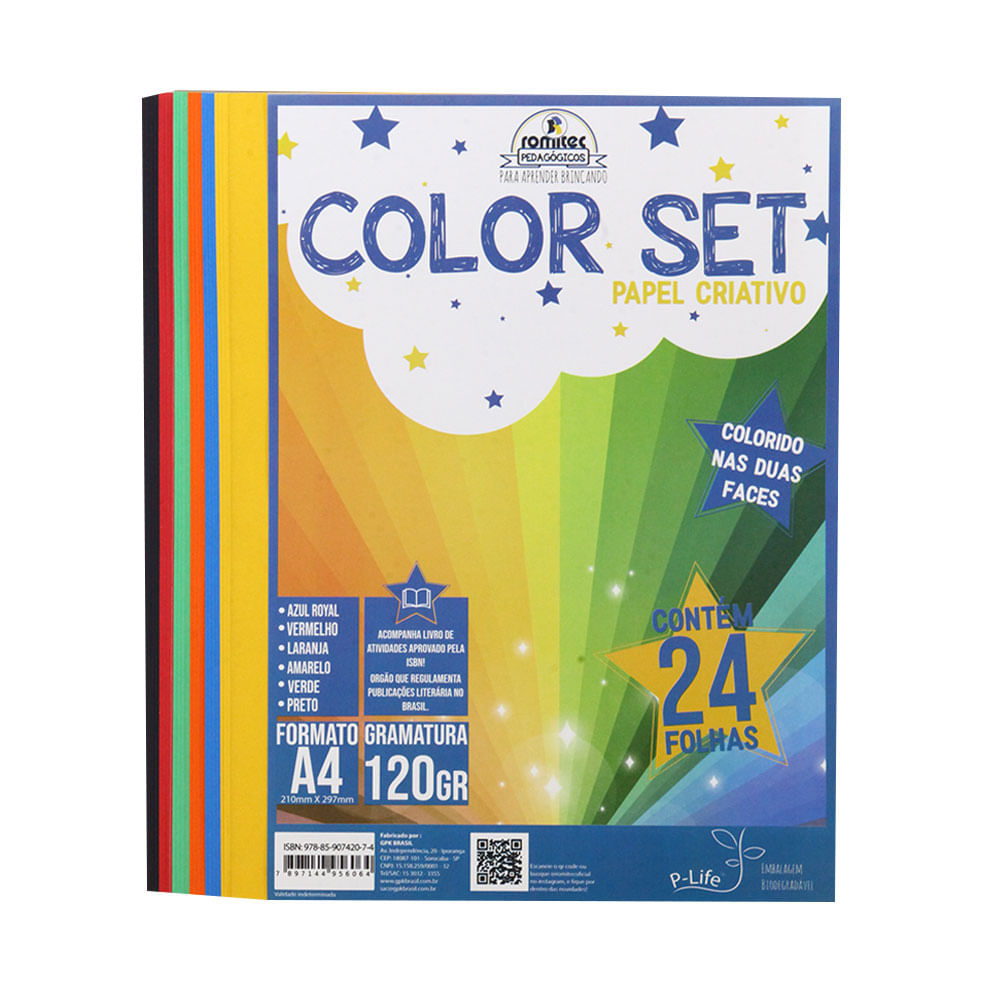 Papel Color Set Romitec A4 Colors com 24 Folhas e Livro de Atividades 210x297mm 120g