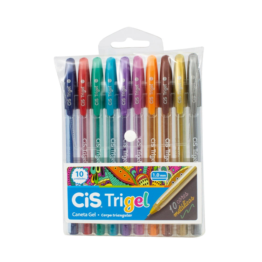 Caneta Gel Cis Trigel 1.0mm com 10 Cores Metálicas