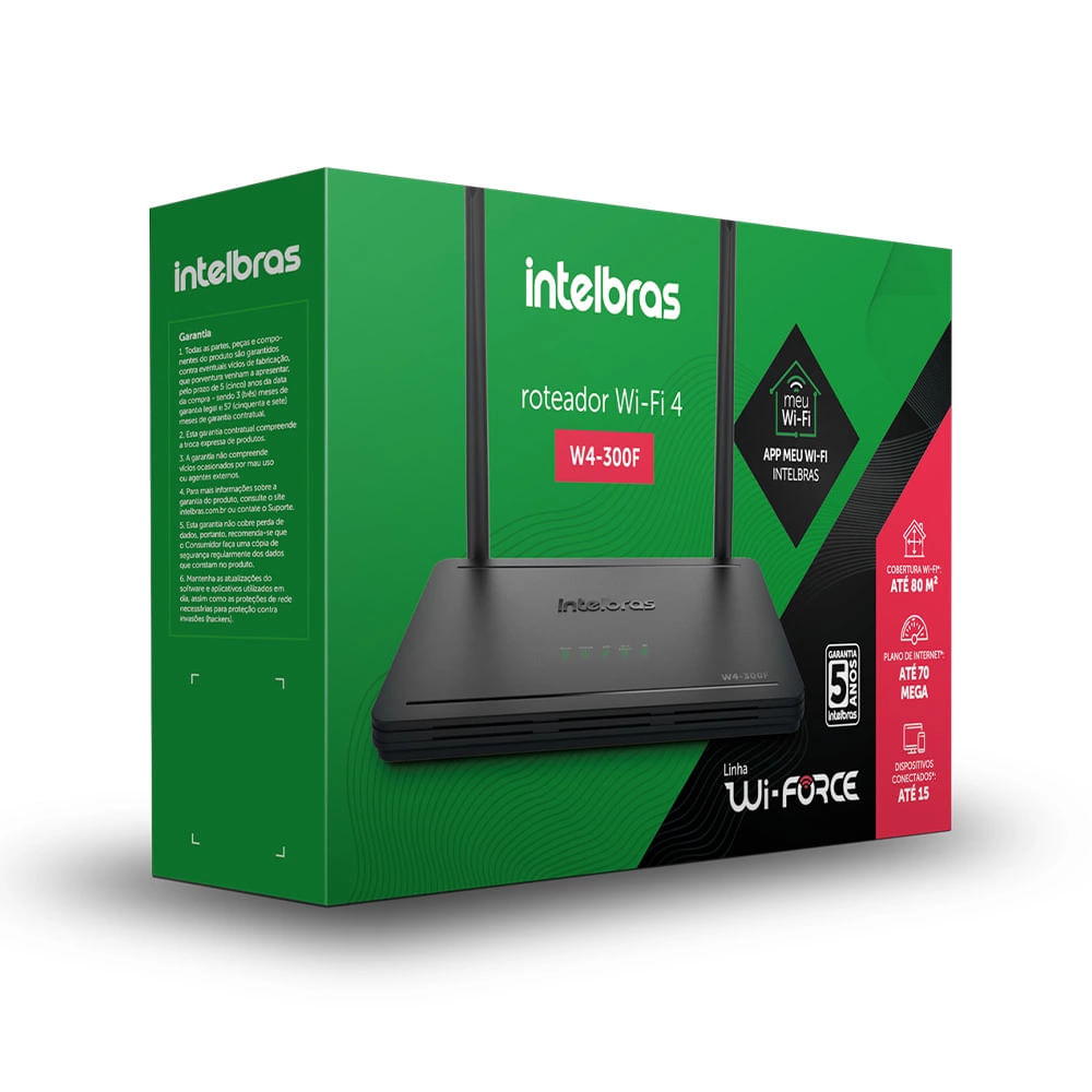 Roteador Wireless Intelbras W4-300f 300mbps 4 Portas Preto