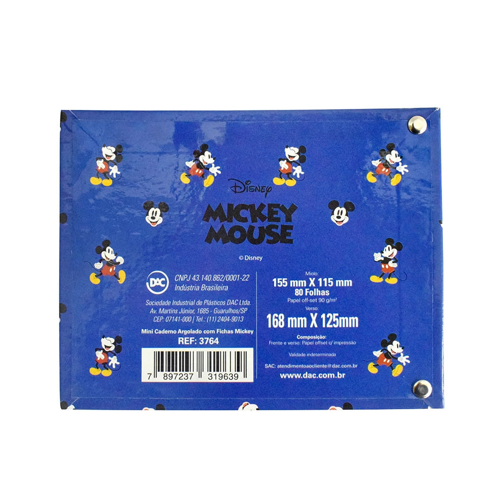 Caderno Mini Argolado Dac Disney Mickey com 80 Folhas