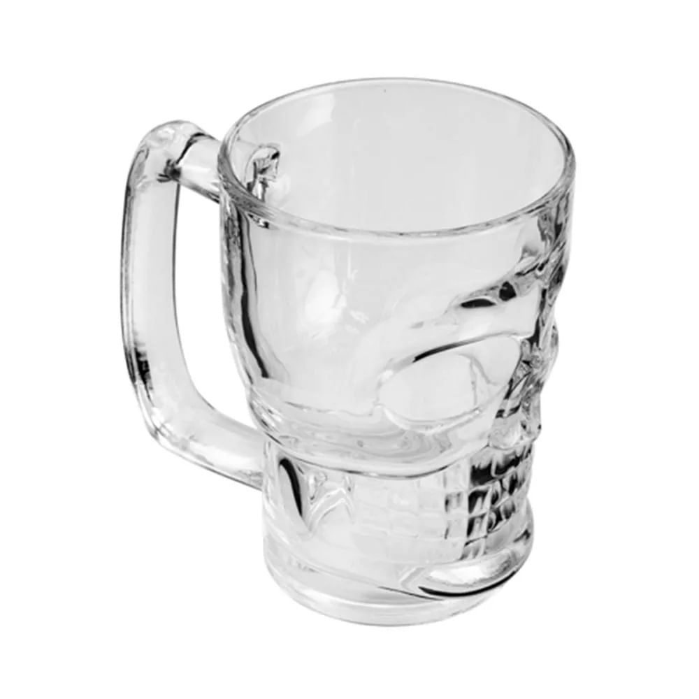 Caneca para Chopp Lyor Caveira Rock Style em Vidro Transparente 365ml