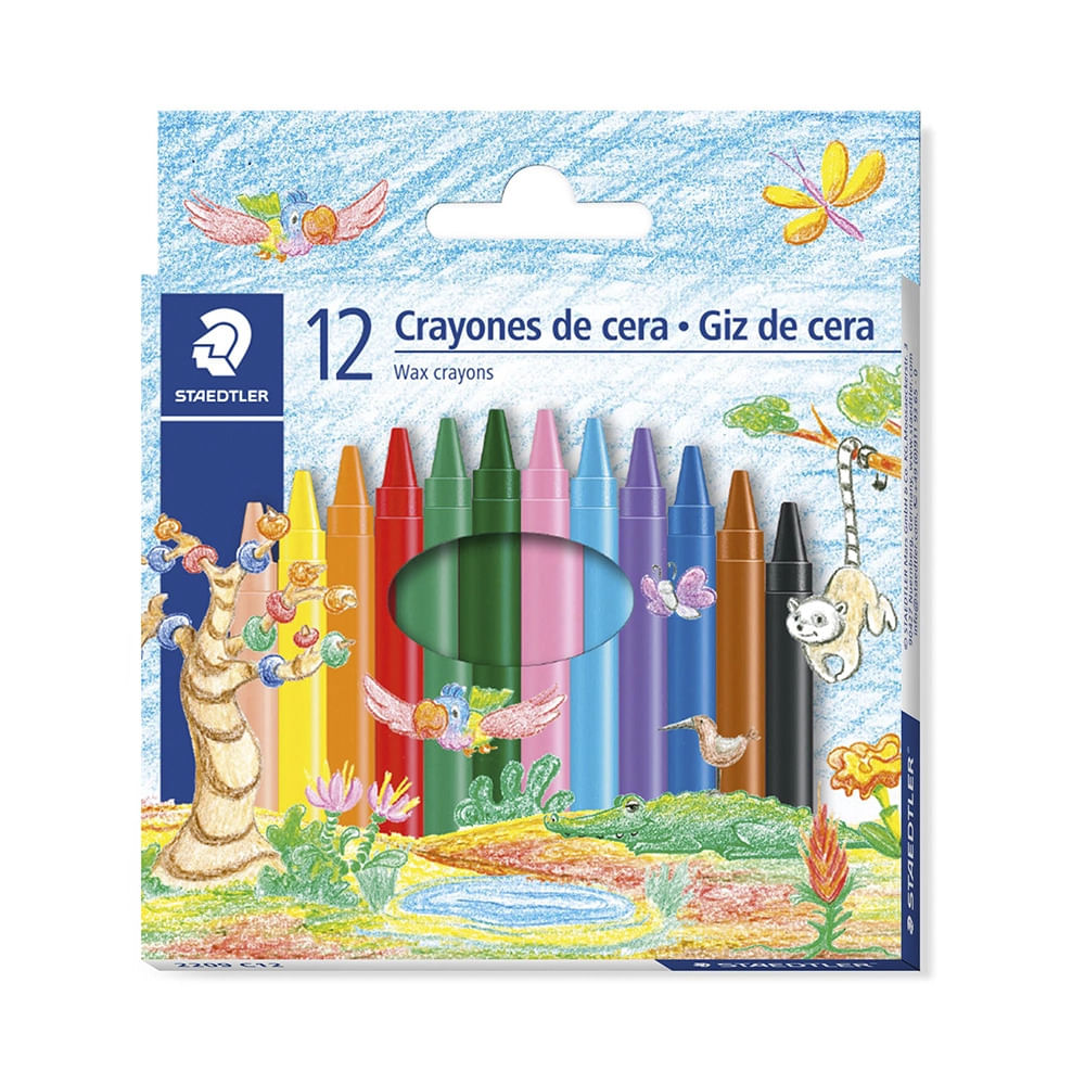 Giz de Cera Staedtler Redondo com 12 Cores Vibrantes 60g