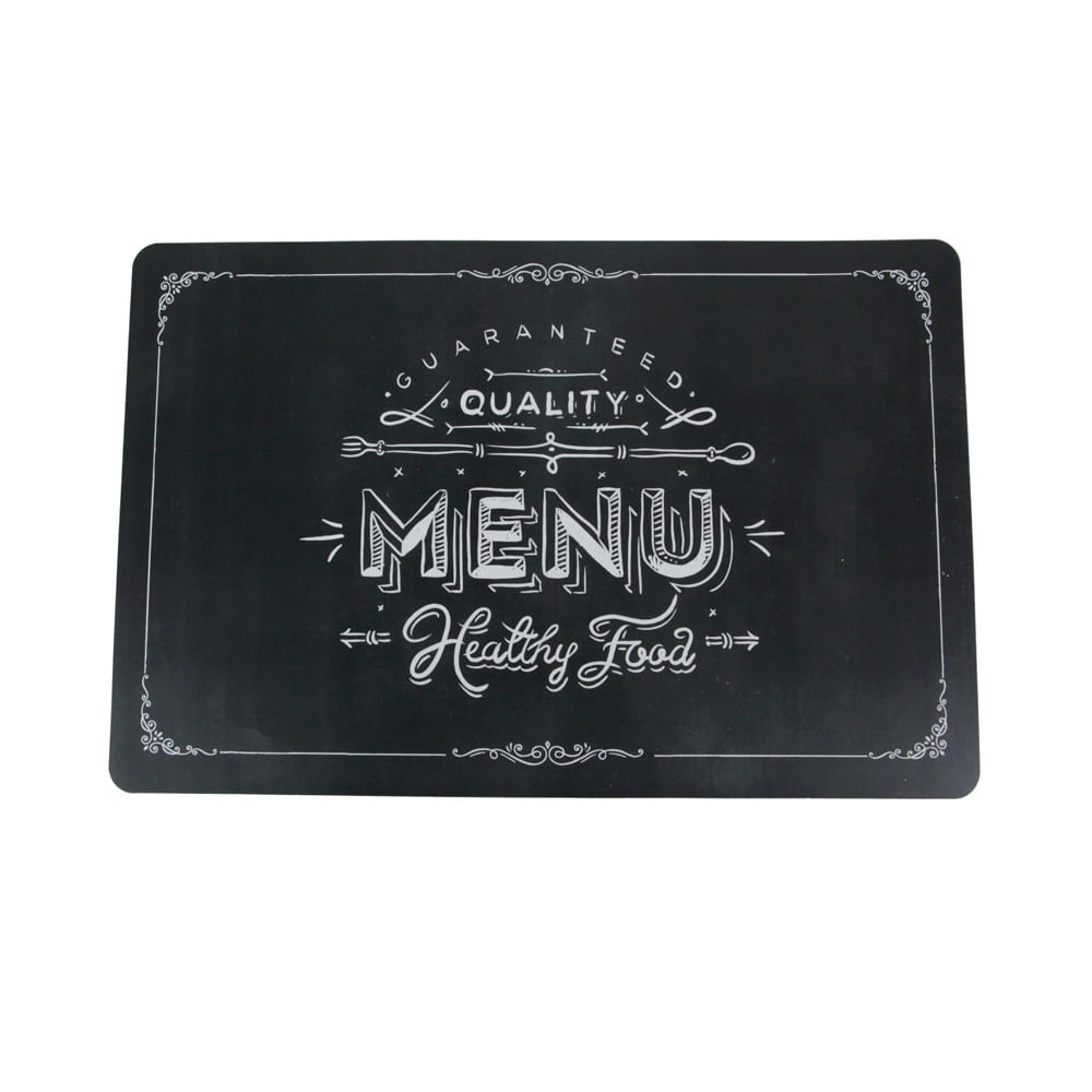 Jogo Americano Le Menu PVC Preto Estampado 28x43cm 1 Peça