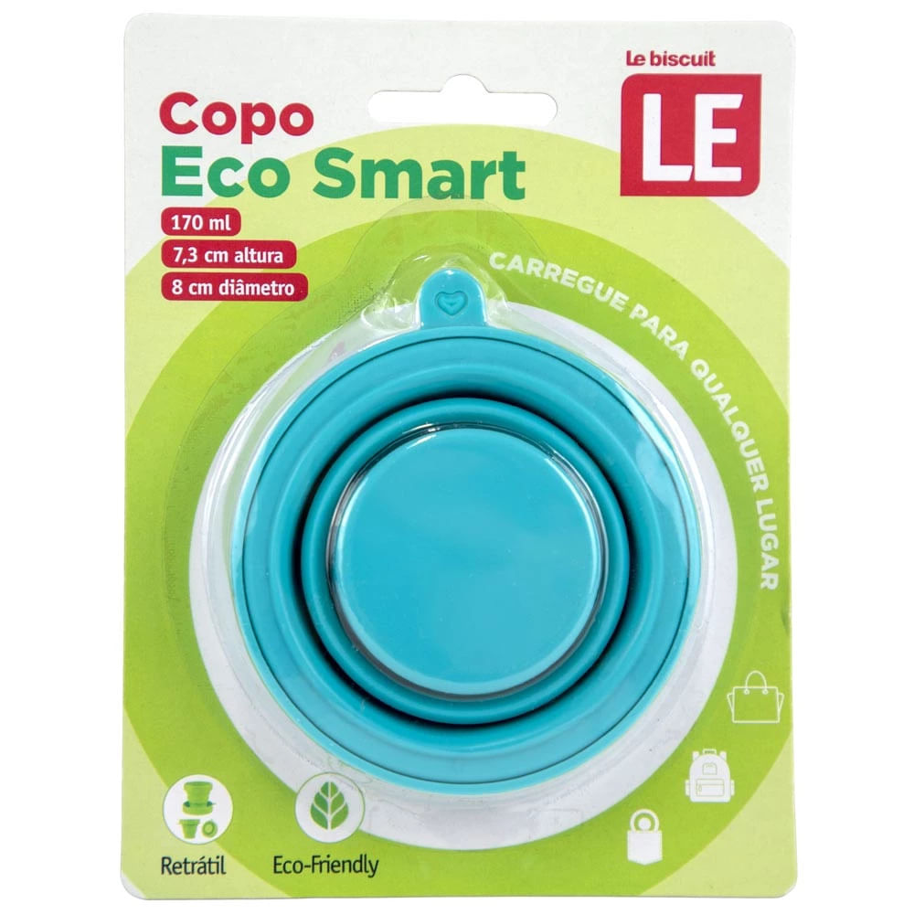 Copo Retrátil de Silicone Le Ecosmart Azul 170ml