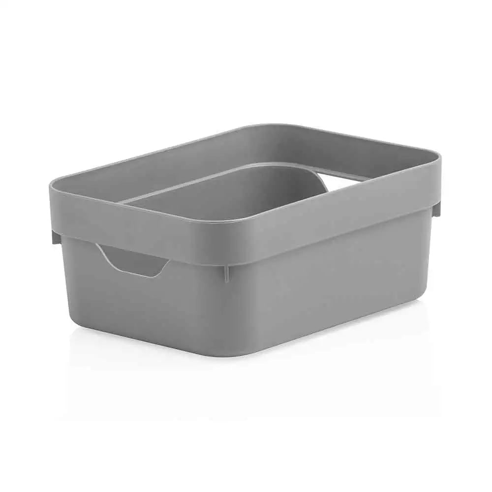 Cesto Organizador Martiplast Cube Mini em Plástico Cinza com Alças 19,8x14,5x8,25cm