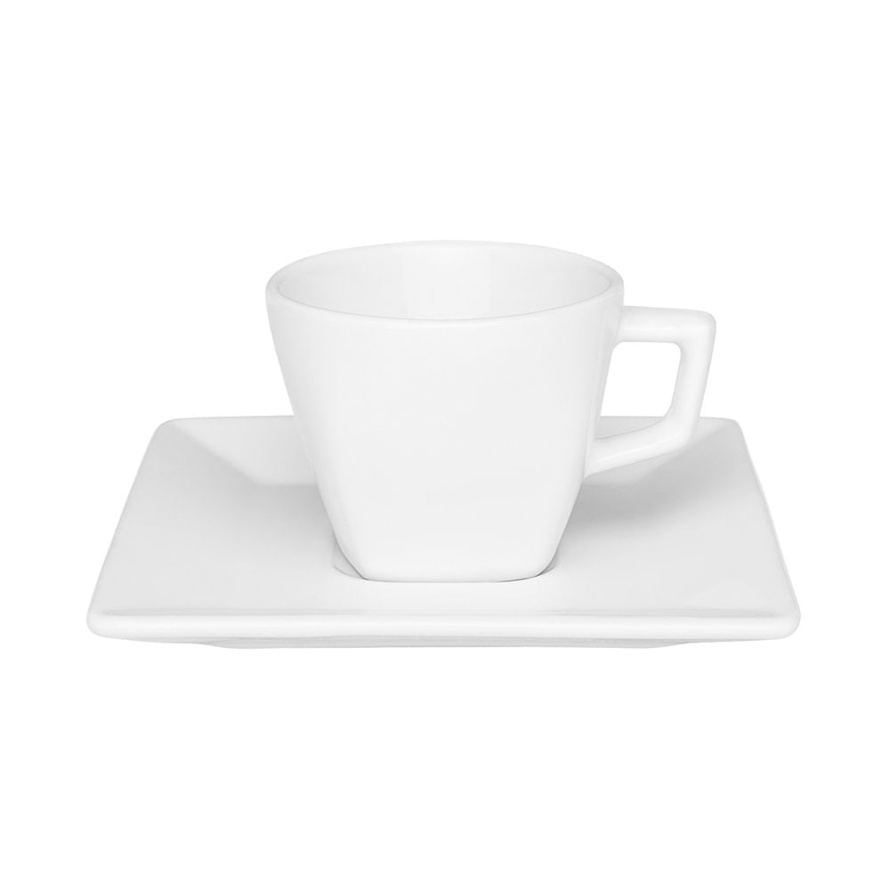 Xícara de Café OXford White em Porcelana com Pires Branca 75ml